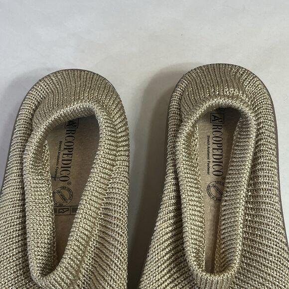 NEW Arcopedico Sz 43/10 Womens Tan Knit Mesh Slip On Loafers Sock Shoes Anatomic - Picture 11 of 15